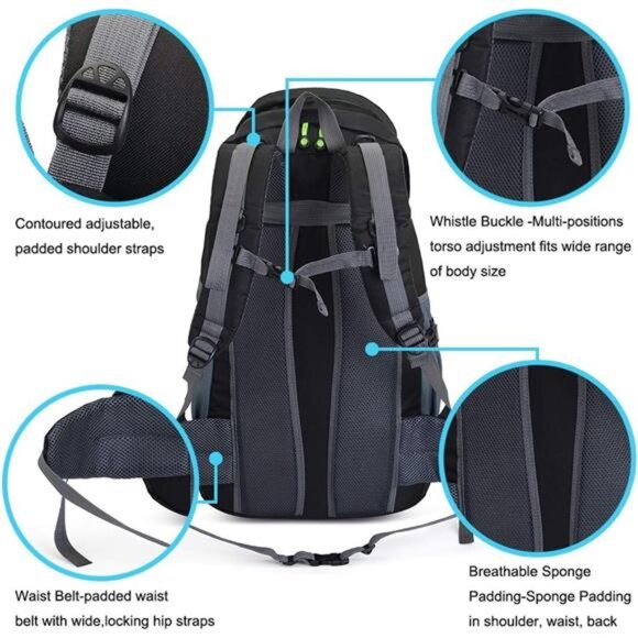 50L Hiking Backpack, Waterproof Lightweight Daypack for Outdoor Camping Travel - Picture 3 of 7
